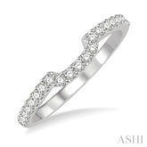 1/4 ctw U-Shape Center Round Cut Diamond Wedding Band in 14K White Gold