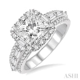 7/8 ctw Diamond Semi-mount Engagement Ring in 14K White Gold
