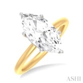 1/10 ctw Marquise Shape Round Cut Diamond Semi Mount Engagement Ring in 14K Yellow and White Gold