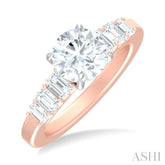 1 ctw Round Shape Emerald and Round Cut Diamond Semi Mount Engagement Ring in 14K Rose and White Gold