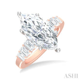 1 1/4 ctw Marquise Shape Emerald and Round Cut Diamond Semi Mount Engagement Ring in 14K Rose and White Gold