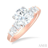 1 1/4 ctw Round Shape Emerald and Round Cut Diamond Semi Mount Engagement Ring in 14K Rose and White Gold