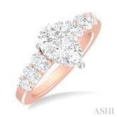 1 ctw Pear Shape Oval and Round Cut Diamond Semi Mount Engagement Ring in 14K Rose and White Gold