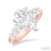 1 1/4 ctw Pers Shape Oval and Round Cut Diamond Semi Mount Engagement Ring in 14K Rose and White Gold
