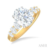 1 1/4 ctw Oval Shape Oval and Round Cut Diamond Semi Mount Engagement Ring in 14K Yellow and White Gold