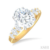 1 1/4 ctw Oval Shape Oval and Round Cut Diamond Semi Mount Engagement Ring in 14K Yellow and White Gold