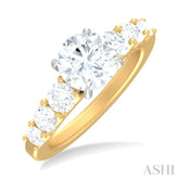 1 1/10 ctw Round Shape Round Cut Diamond Semi Mount Engagement Ring in 14K Yellow and White Gold