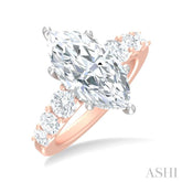 1 1/5 ctw Marquise Shape Round Cut Diamond Semi Mount Engagement Ring in 14K Rose and White Gold