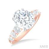 1 1/4 ctw Oval Shape Round Cut Diamond Semi Mount Engagement Ring in 14K Rose and White Gold
