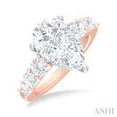 1 1/5 ctw Pear Shape Round Cut Diamond Semi Mount Engagement Ring in 14K Rose and White Gold
