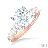 1 1/5 ctw Round Shape Round Cut Diamond Semi Mount Engagement Ring in 14K Rose and White Gold
