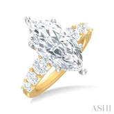 1 1/5 ctw Marquise Shape Round Cut Diamond Semi Mount Engagement Ring in 14K Yellow and White Gold