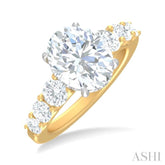 1 1/4 ctw Oval Shape Round Cut Diamond Semi Mount Engagement Ring in 14K Yellow and White Gold