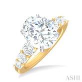 1 1/4 ctw Oval Shape Round Cut Diamond Semi Mount Engagement Ring in 14K Yellow and White Gold