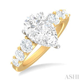 1 1/5 ctw Pear Shape Round Cut Diamond Semi Mount Engagement Ring in 14K Yellow and White Gold