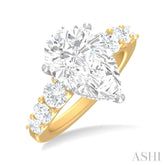 1 1/4 ctw Pear Shape Round Cut Diamond Semi Mount Engagement Ring in 14K Yellow and White Gold