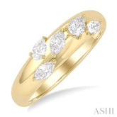 1/2 ctw 5-Stone Pear and Marquise Cut Diamond Fashion Bold Band in 14K Yellow Gold