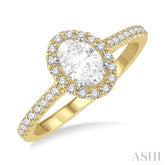 1/6 ctw Oval Shape Semi-Mount Diamond Engagement Ring in 14K Yellow and White Gold