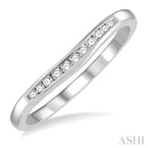 1/10 ctw Round Cut Diamond Inlay Wedding Band in 14K White Gold