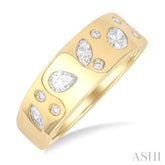 1/2 ctw Scatter Mixed Diamond Cut Bold Gold Fashion Band in 14K Yellow Gold