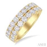 2 ctw Twin Row Round Cut Diamond Wide Wedding Band in 14K Yellow Gold