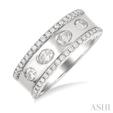 5/8 ctw Wide 4-Stone Oval & Round Cut Diamond Fashion Band in 14K White Gold