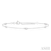 1/4 ctw Pear Cut Diamond Station Bracelet in 14K White Gold