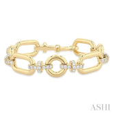 2 5/8 ctw Round Cut Diamond Open Window Bold Link Fashion Bracelet in 14K Yellow Gold