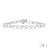 4.00 MM Round Shape Cultured Pearl and 3/4 ctw Round Cut Diamond Tennis Bracelet in 14K White Gold