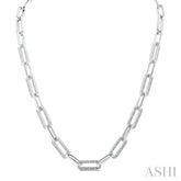 1/4 ctw Bold Round Cut Diamond Paperclip Necklace in Sterling Silver