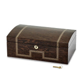 Luxury Giftware Tiger Eye Veneer w/Scrolled Inlay Locking Wooden Jewelry Chest