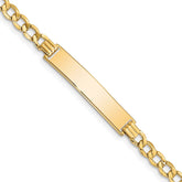 14k Polished Semi-Solid Chain/Solid Plate Curb Link 33x6.75mm Plate 8 inch ID Bracelet