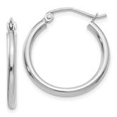 14k White Gold 2x20mm Polished Lightweight Tube Hoop Earrings