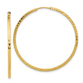 14k 1.35x40mm Diamond-cut Square-Tube Endless Hoop Earrings