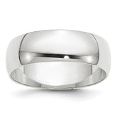 14k White Gold 6mm Lightweight Half Round Wedding Band Size 10.5