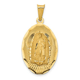 14K Polished Diamond-cut Solid Our Lady Of Guadalupe Oval Pendant