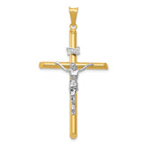 14k Two-Tone Polished INRI Crucifix Pendant