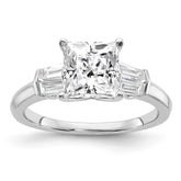 14k White Gold 2 carat Certified Lab Grown Diamond VS+ F+ Princess Complete Three Stone Engagement Ring