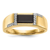 14k Onyx and Diamond Mens Ring