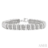 1/6 Ctw Bold Wide Ribbed Single Cut Diamond Fashion Bracelet in Sterling Silver
