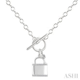 1/10 Ctw Lock & Key Toggle Single Cut Diamond Fashion Necklace in Sterling Silver