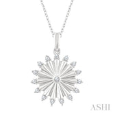 1/5 Ctw Round Cut Diamond Circle Fluted Fashion Pendant With Chain in 10K White Gold