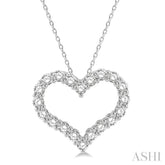 3/4 Ctw Heart Shape Round Cut Diamond Pendant With Chain in 14K White Gold