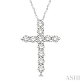 1/4 Ctw Round Cut Diamond Cross Pendant With Chain in 14K White Gold