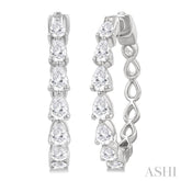 1 1/2 Ctw North-South Pear Shape Diamond Fashion Hoop Earring in 14K White Gold