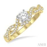 1/5 Ctw Entwined Semi-Mount Round Center Diamond Engagement Ring in 14K Yellow and White Gold
