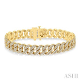 4 Ctw Round Cut Diamond Cuban Bracelet in 14K Yellow Gold