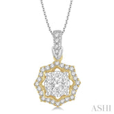 1/3 Ctw Star Lattice Lovebright Round Cut Diamond Pendant With Chain in 14K White and Yellow Gold