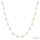 5 Ctw Bezel Set Round Cut Diamond Station Necklace in 14K Yellow Gold