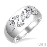 1/2 Ctw Mixed Diamond Cut Fashion Wide Band in 14K White Gold